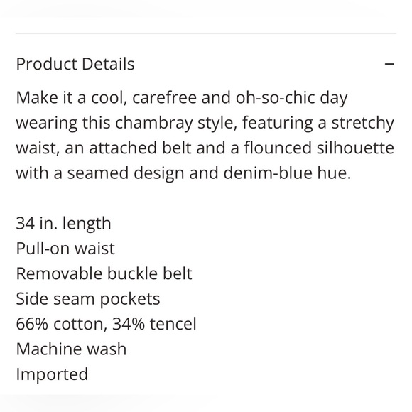 NWT Cato Belted Chambray Skirt L - Picture 2 of 4